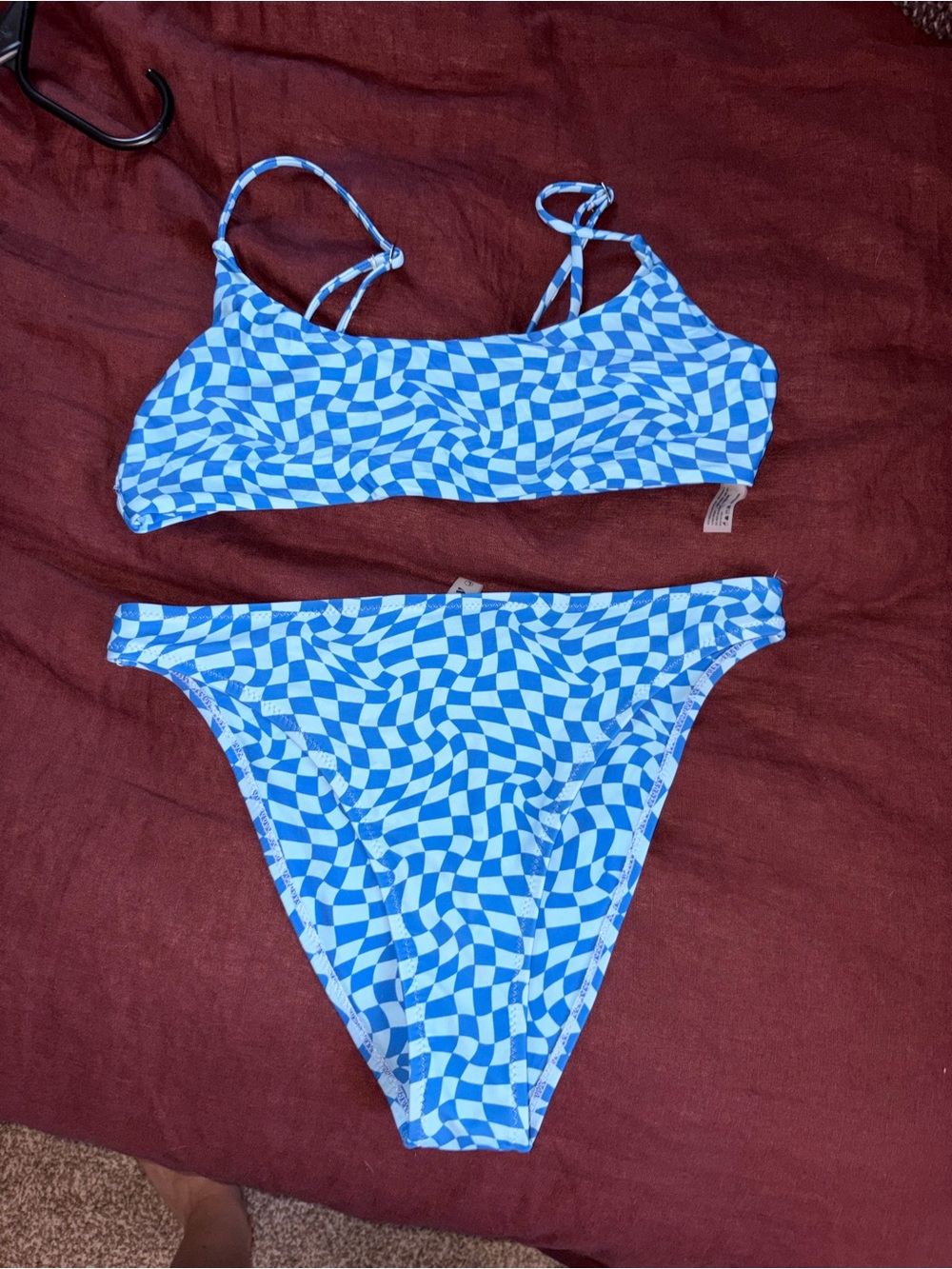 Grey Bandit - Blue White Checkerboard Two-Piece Bikini Set XL TOP L BOTTOM